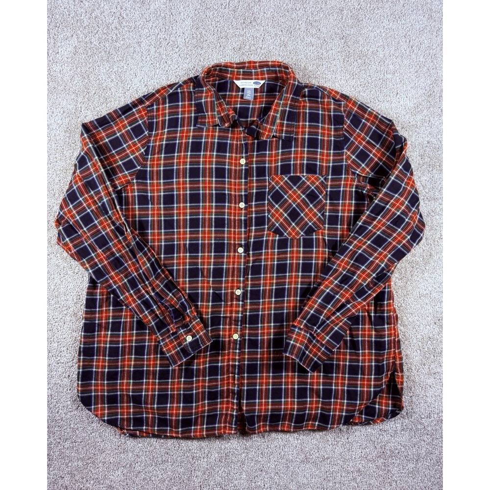 Camisa Old Navy XXL Tall Hombre‎ Manga Larga Cuadros Multicolor Algodón